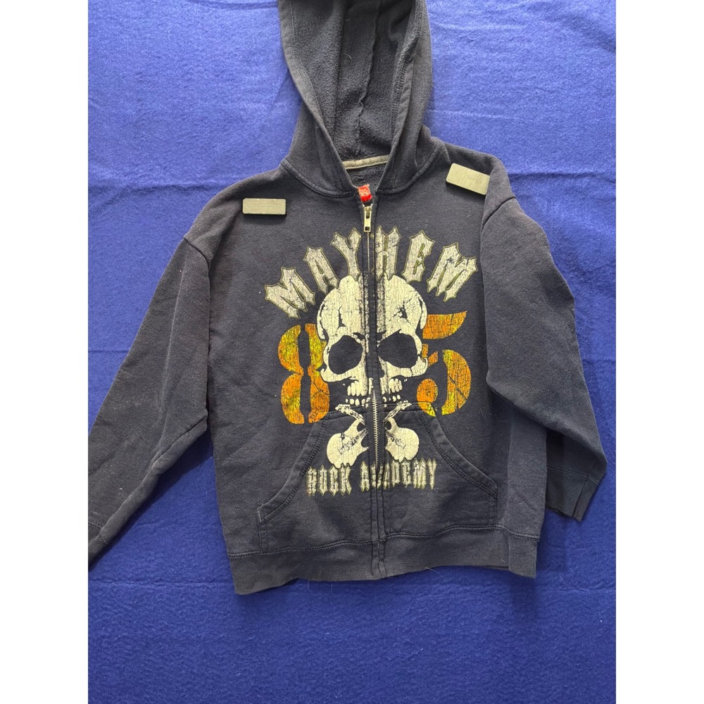 Rock Boys Hanes Mayhem 85 Rock Academy Zip Hoodie M Navy Blue